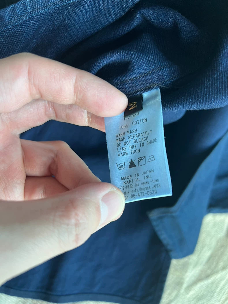 Kapital Blue Dyed Shirt with Unique Collar