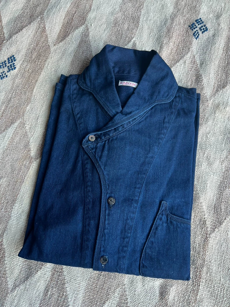 Kapital Blue Dyed Shirt with Unique Collar