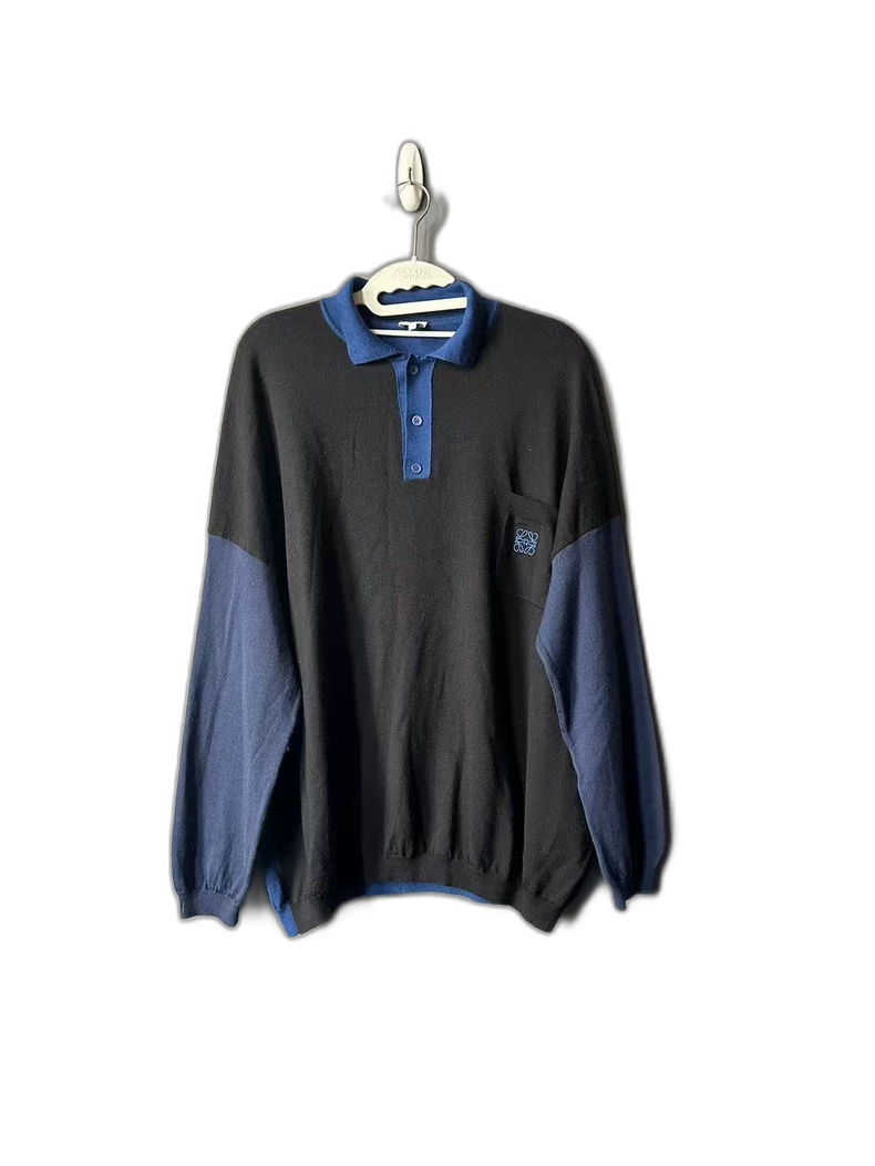 Loewe Black and Blue Wool Polo Shirt