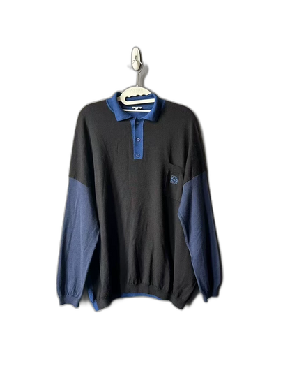 Loewe Black and Blue Wool Polo Shirt