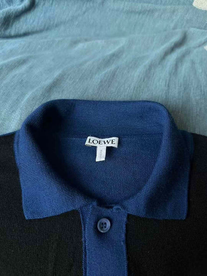 Loewe Black and Blue Wool Polo Shirt