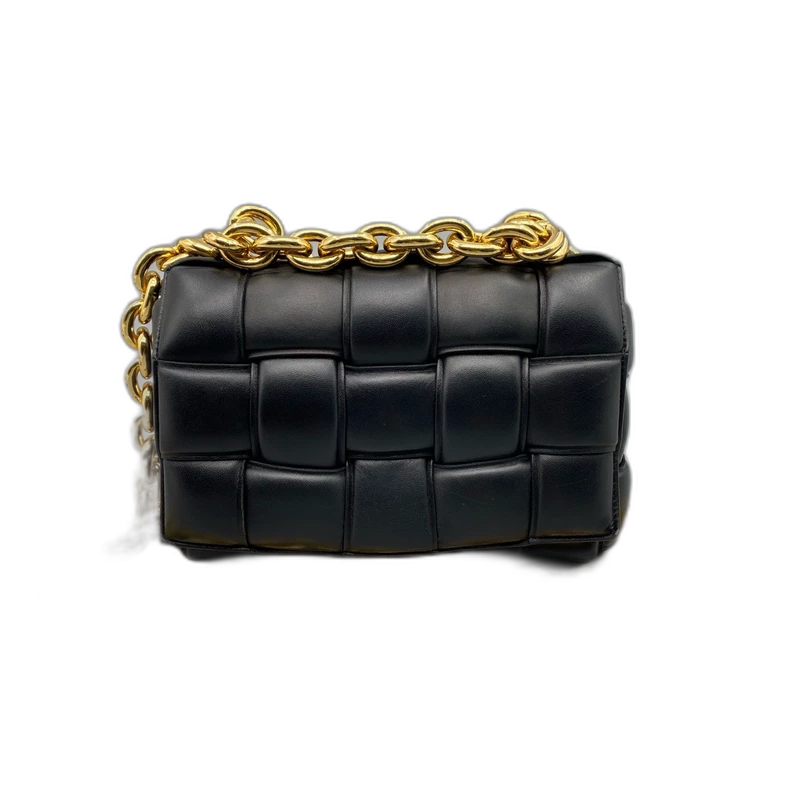 BV Chain Cassette Pillow Bag Black Gold