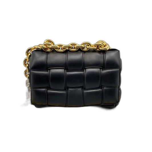 BV Chain Cassette Pillow Bag Black Gold