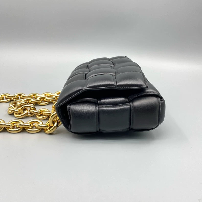 BV Chain Cassette Pillow Bag Black Gold