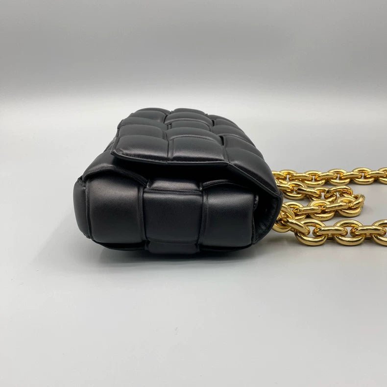 BV Chain Cassette Pillow Bag Black Gold