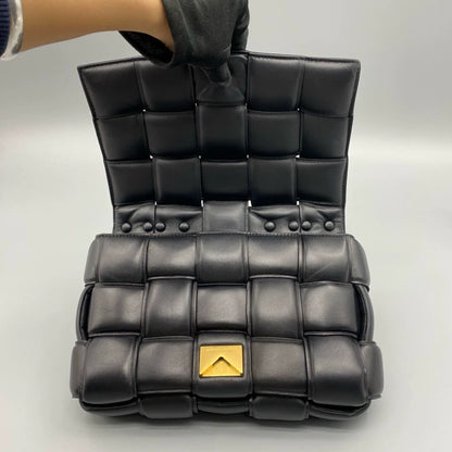 BV Chain Cassette Pillow Bag Black Gold