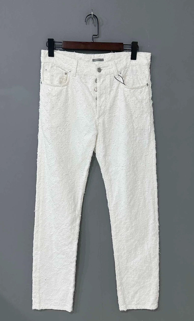 Dior Distressed White Denim Jeans-yf
