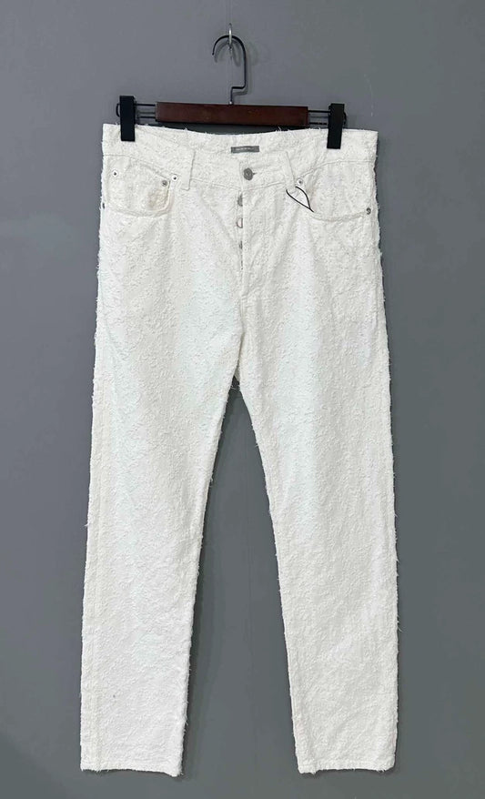 Dior Distressed White Denim Jeans-yf