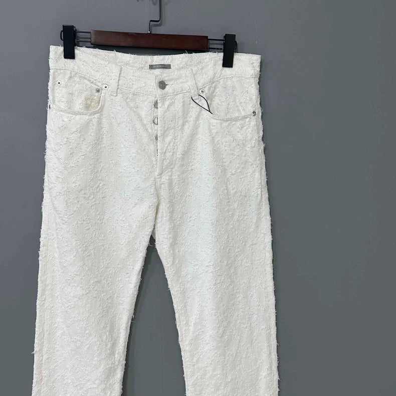 Dior Distressed White Denim Jeans-yf