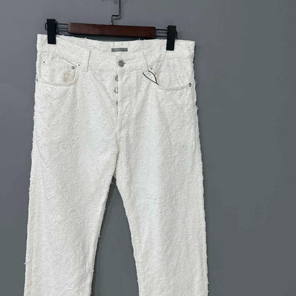 Dior Distressed White Denim Jeans-yf