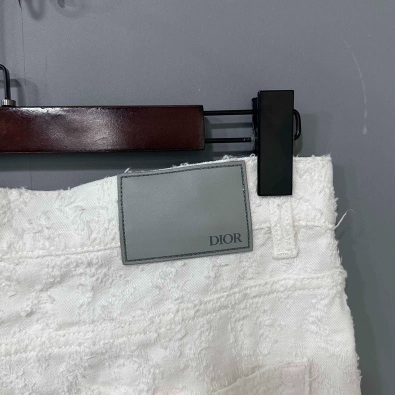 Dior Distressed White Denim Jeans-yf