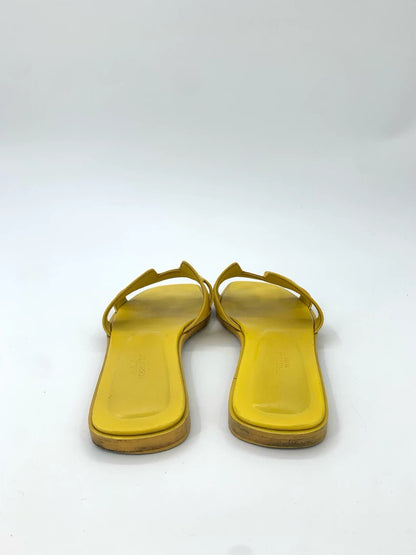 Hermes Yellow Leather Slippers Size 37
