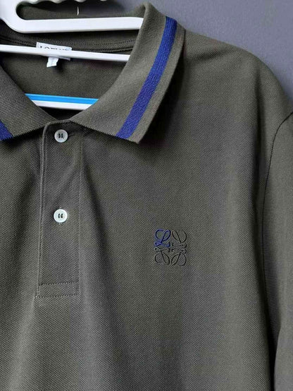 Loewe Embroidered Polo Shirt in Olive Green