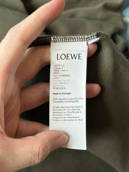 Loewe Embroidered Polo Shirt in Olive Green