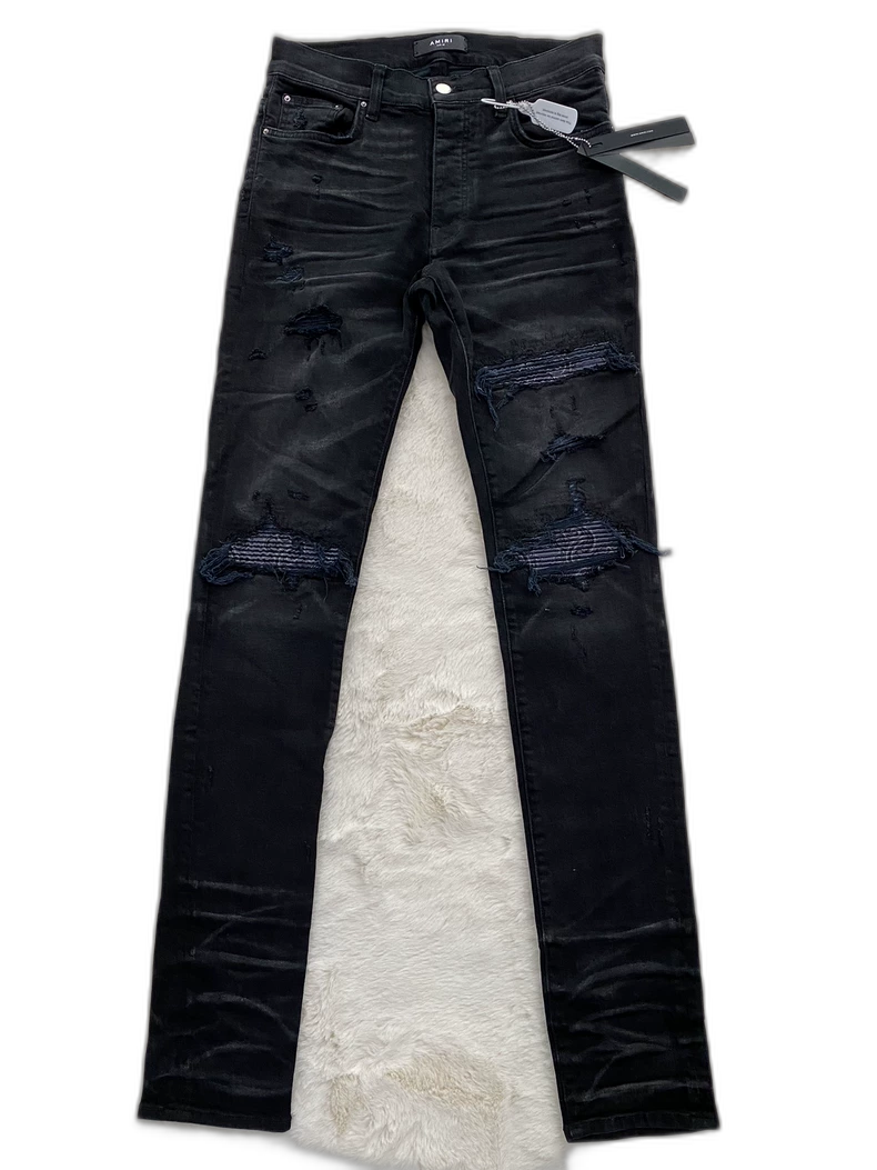 Amiri Black Purple Floral Print Jeans