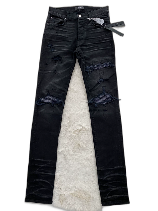 Amiri Black Purple Floral Print Jeans