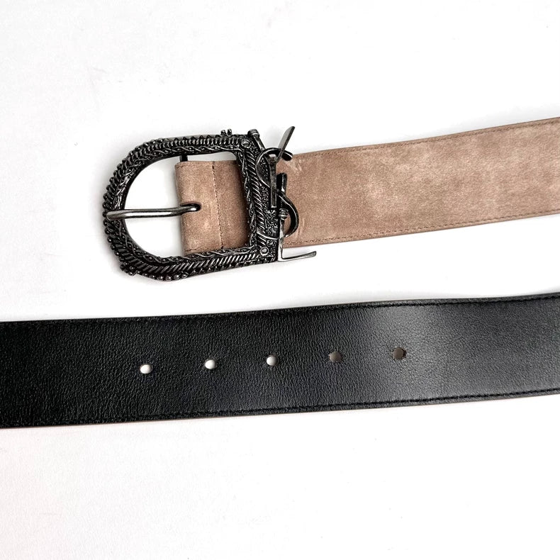Saint Laurent Velvet Leather Belt Size 95