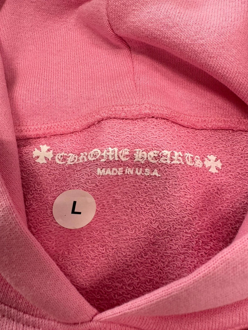 Chrome Hearts Pink Matty Hoodie with Cross-yf