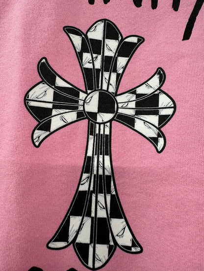 Chrome Hearts Pink Matty Hoodie with Cross-yf