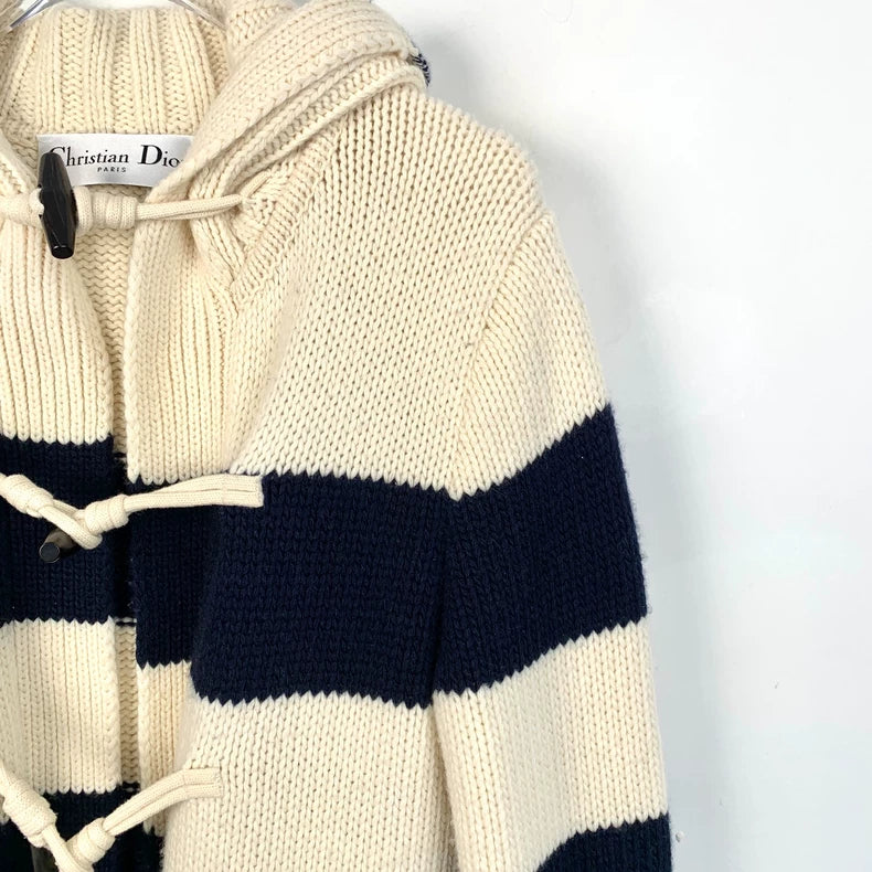 Christian Dior Color Block Wool Knit Coat