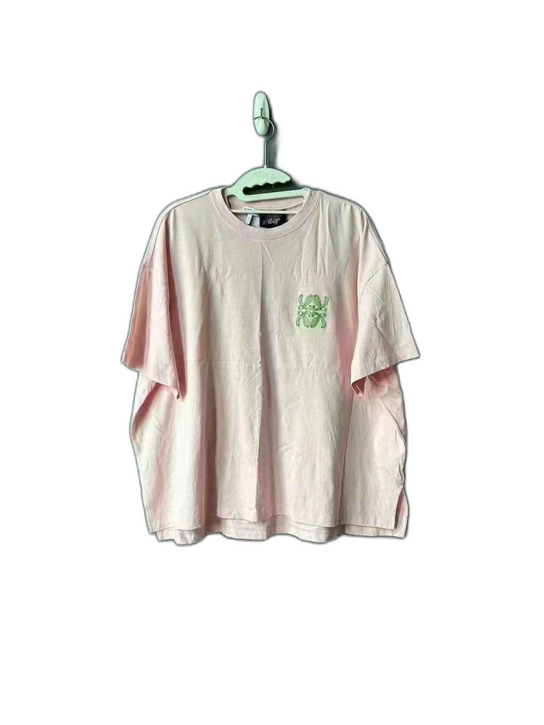 Loewe Pink Logo Embroidered Short Sleeve Tee