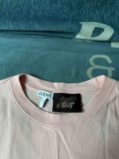 Loewe Pink Logo Embroidered Short Sleeve Tee