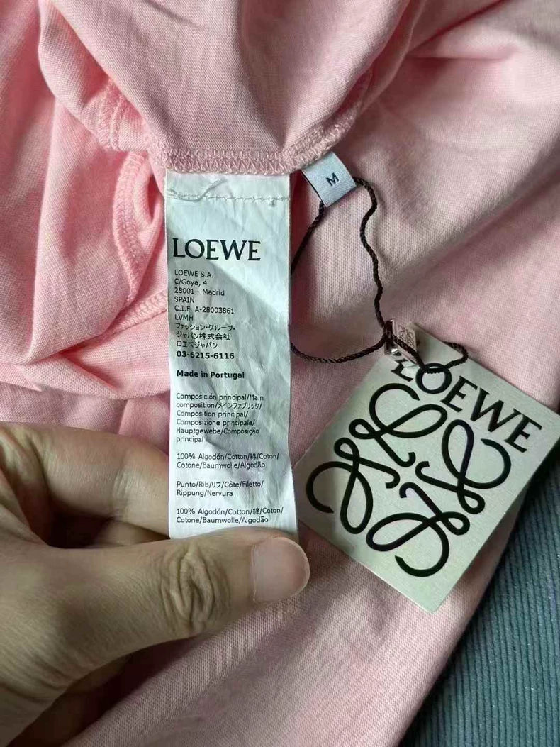 Loewe Pink Logo Embroidered Short Sleeve Tee