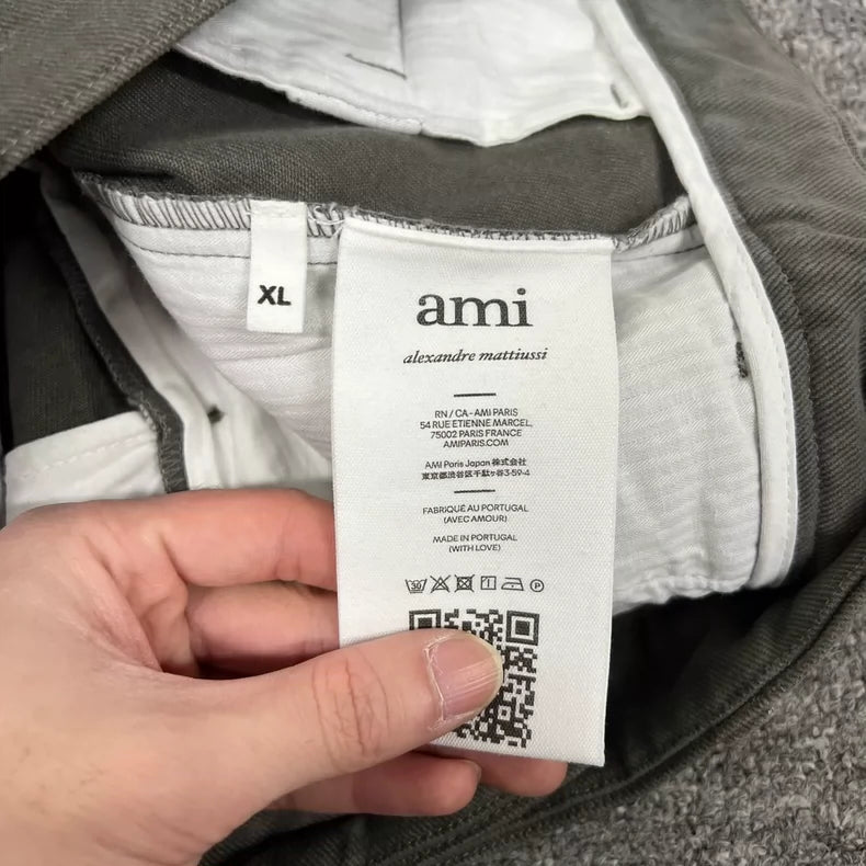 Ami Paris Vintage Washed Pants in Olive Green