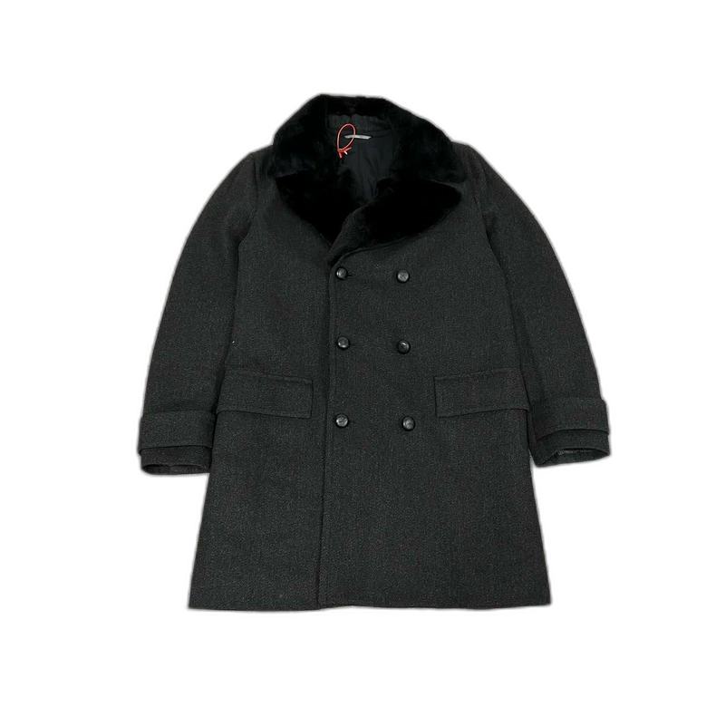 Dior Double-Breasted Wool Coat with Fur Collar