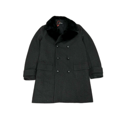 Dior Double-Breasted Wool Coat with Fur Collar