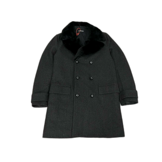 Dior Double-Breasted Wool Coat with Fur Collar