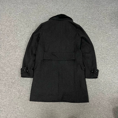 Dior Double-Breasted Wool Coat with Fur Collar