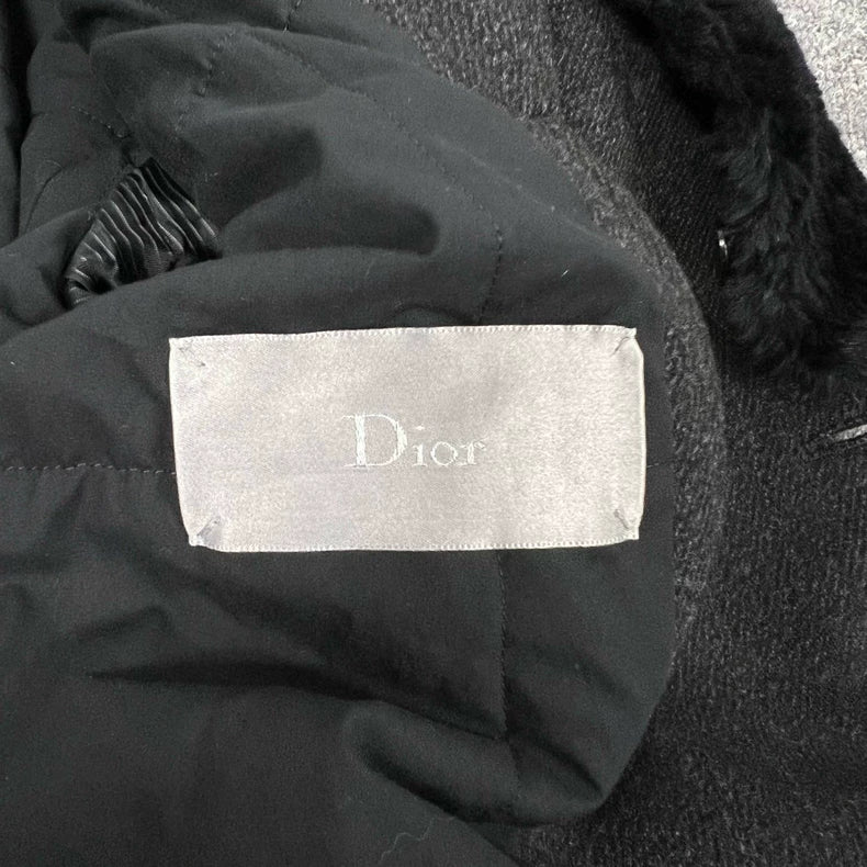 Dior Double-Breasted Wool Coat with Fur Collar