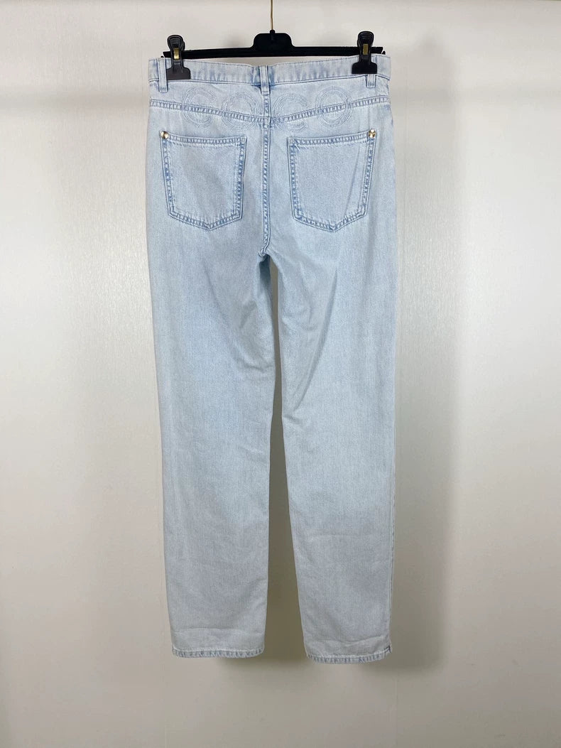 Light Blue Chanel Denim Pants
