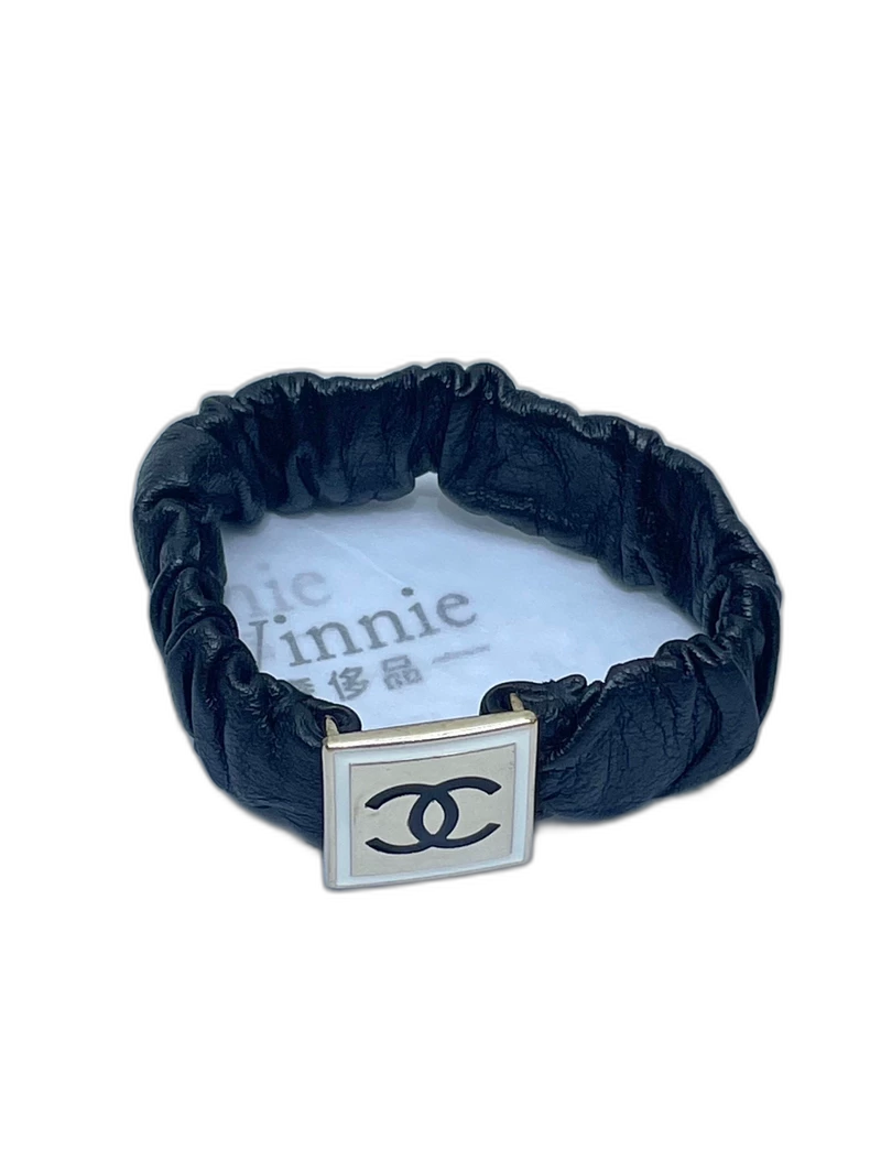 Chanel Black Lambskin Hair Tie