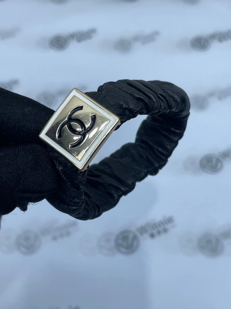 Chanel Black Lambskin Hair Tie