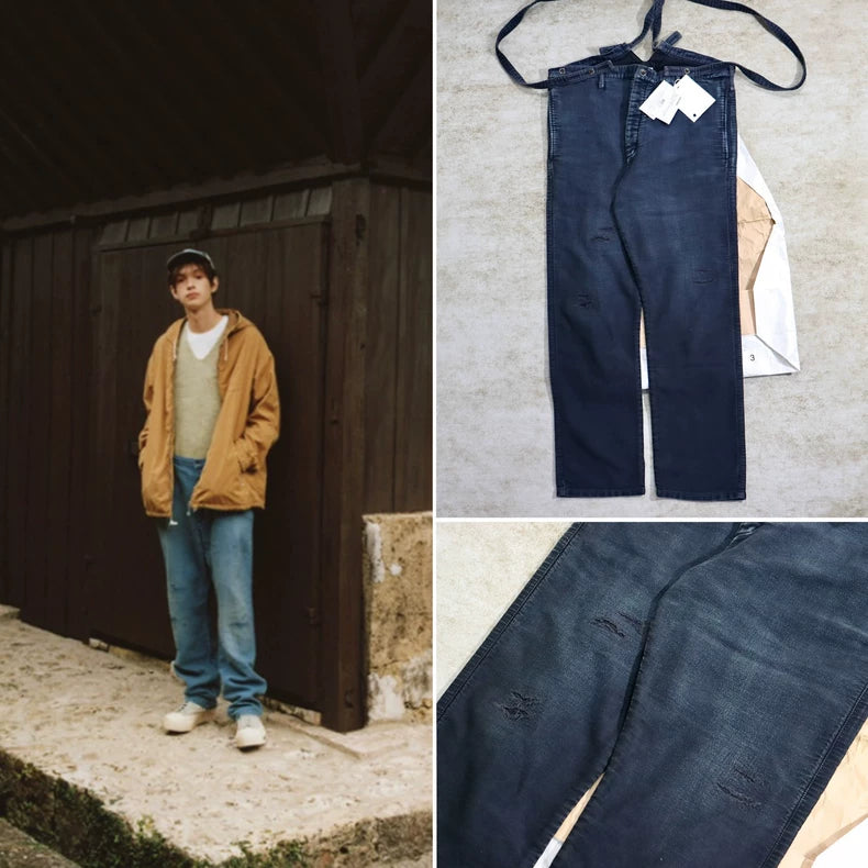 Visvim Travailler Braces Pants in Dark Indigo