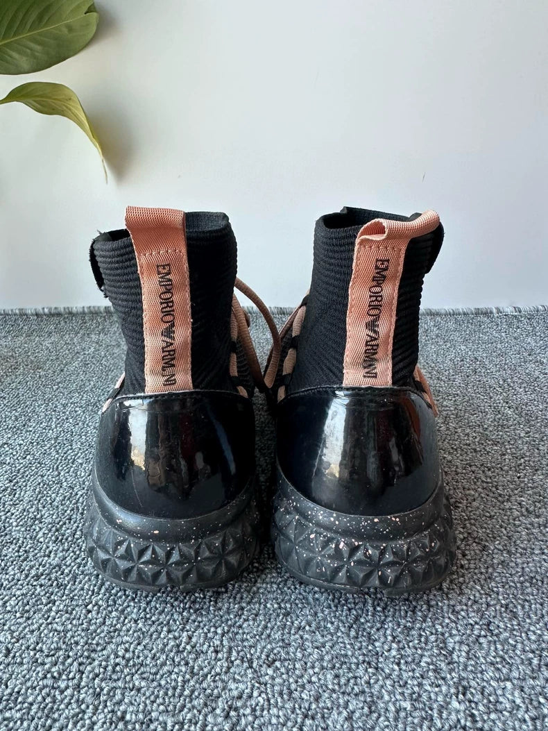 Emporio Armani Black Knit Sports Sneakers for Women