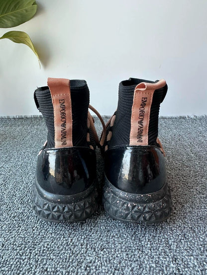 Emporio Armani Black Knit Sports Sneakers for Women