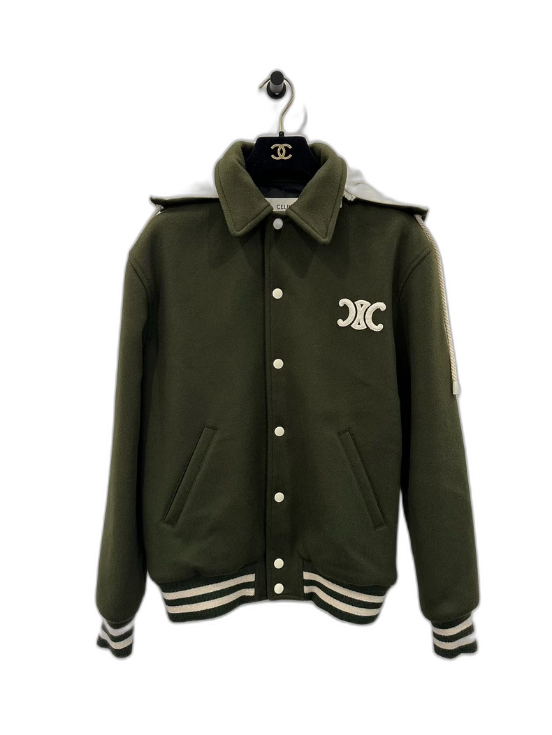 Celine Green Cashmere Logo Jacket