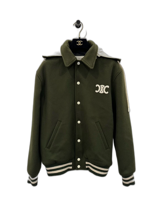 Celine Green Cashmere Logo Jacket