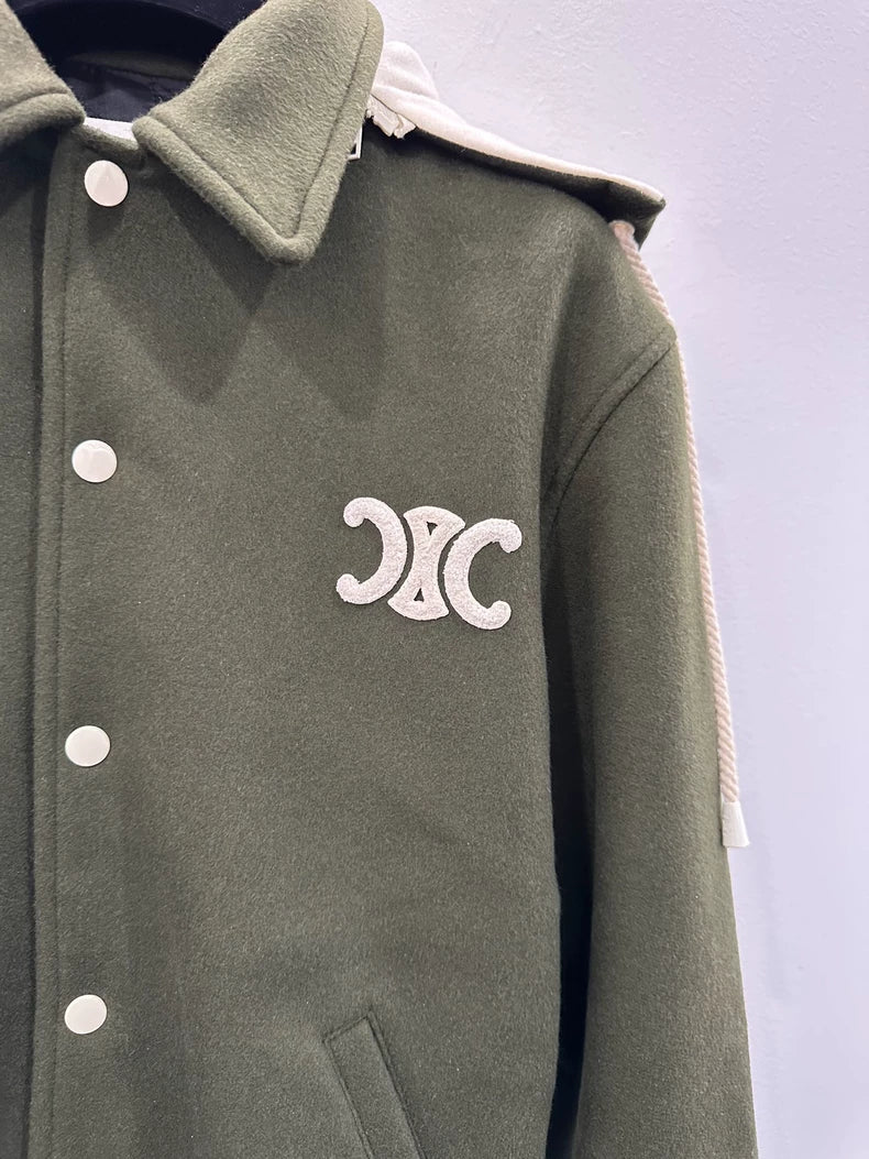 Celine Green Cashmere Logo Jacket