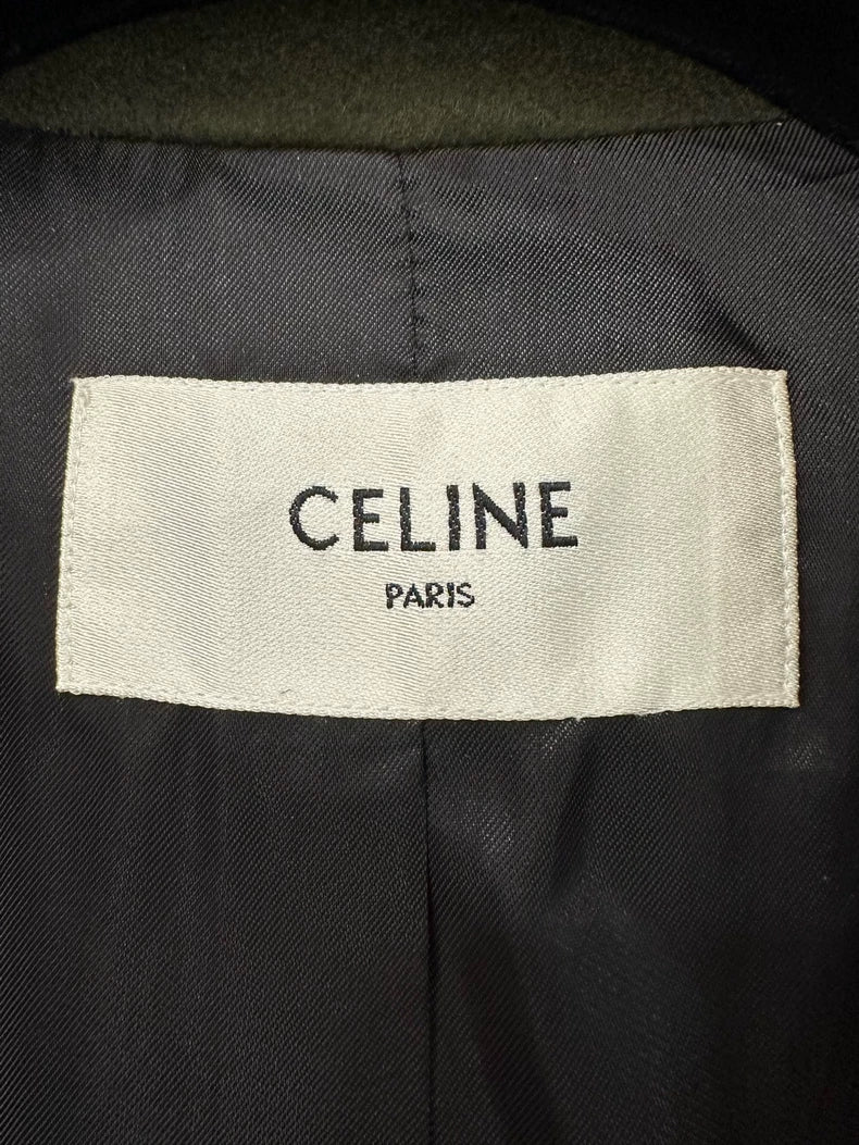 Celine Green Cashmere Logo Jacket