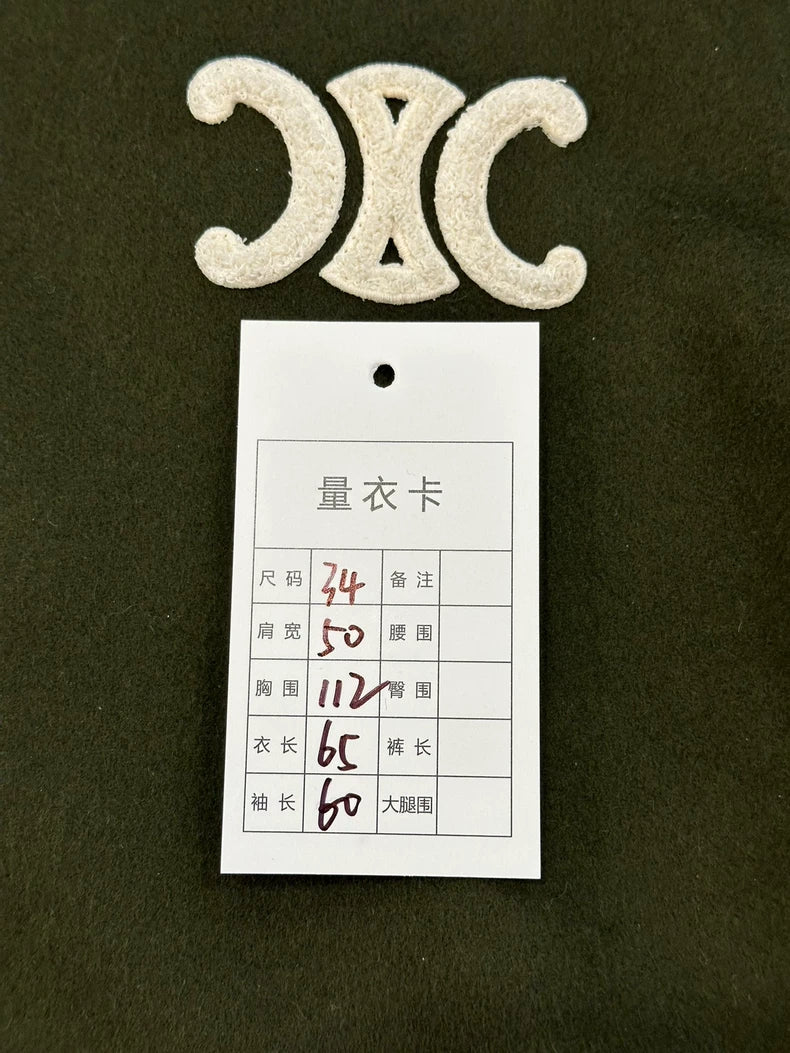 Celine Green Cashmere Logo Jacket