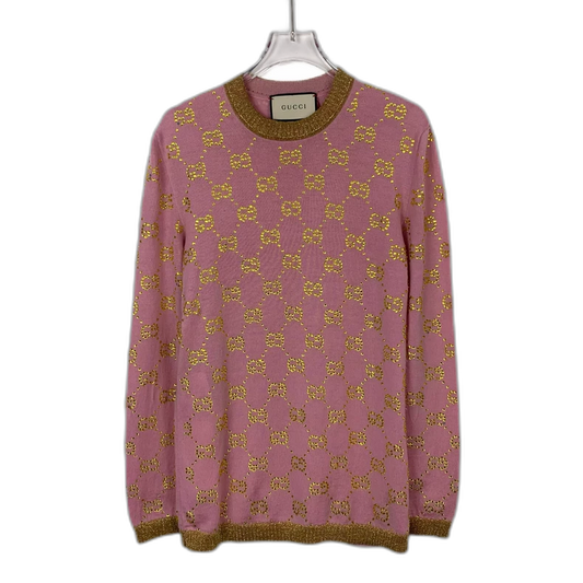 Pink Gucci Wool Knit Sweater with Crystals