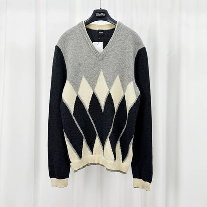 Boss Argyle Pattern V-Neck Sweater-yf