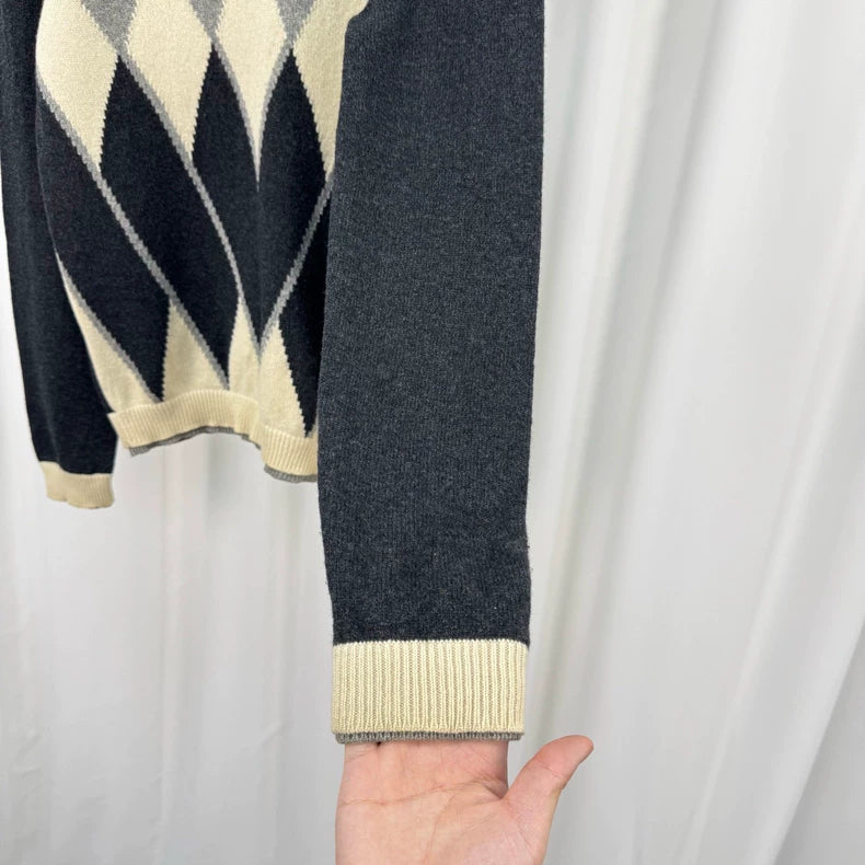 Boss Argyle Pattern V-Neck Sweater-yf