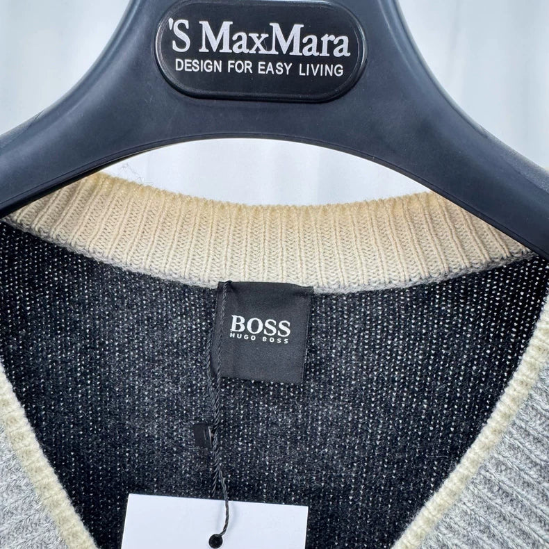 Boss Argyle Pattern V-Neck Sweater-yf