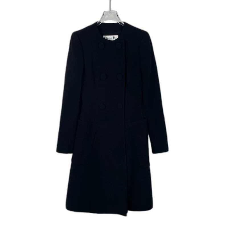 Christian Dior Black Double-Breasted Wool Coat