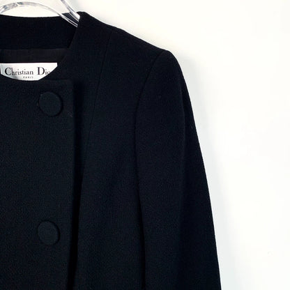 Christian Dior Black Double-Breasted Wool Coat